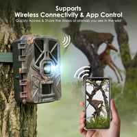 TOMSHOO 36MP 4K WiFi vadkamera, 120° érzékelő, éjjellátó, vízálló, 32GB SD kártyával 7