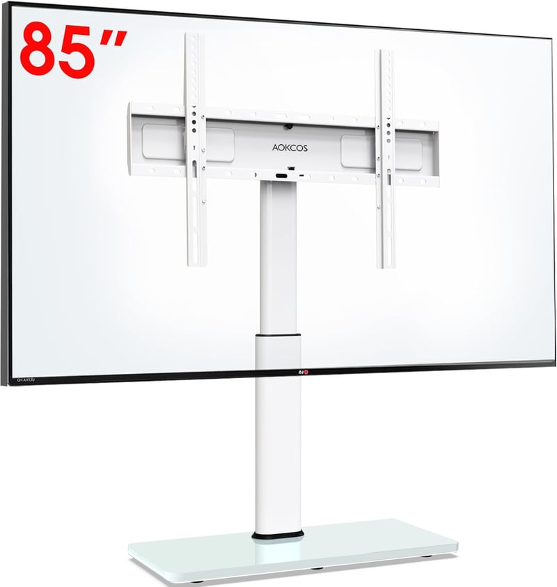 AOKCOS TV Állvány 1130 mm 43-75-85 Colos Televíziókhoz - Dönthető, Forgatható, Állítható Magasságú Univerzális Tartó, VESA 600x400mm, 50kg T