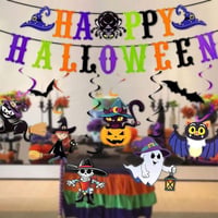 Halloween Dekor Szett: Szellemek, Denevérek, Töklámpás Zászlóval 2