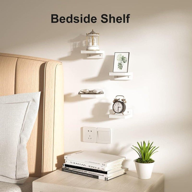 Fehér Lebegő Polc Szett 4db - Modern Fali Dekoráció 10x10cm (Újracsomagolt)