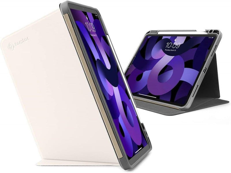 iPad Air 5/4 tok tolltartóval, fehér - Automatikus ébresztés/alvás funkcióval