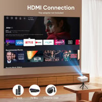 AKATUO Mini Projektor Bluetooth 5.1 - Hordozható Full HD 1080P LCD Házimozi Projektor 200" Képernyővel, Telefonhoz, TV-hez, 10000 Lumen 6