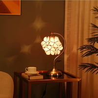 Bieye Tiffany Stílusú Rózsaszín Virág Asztali Lámpa - Kézzel Készített Üveg Lámpaernyő, Réz Talp, E27 Foglalat, 42 cm Magas 3