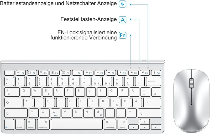 OMOTON Bluetooth Billentyűzet Mac-hez, Olasz Kiosztás, Numerikus Billentyűzet, MacBook Air/Pro/iMac Kompatibilis, Fehér