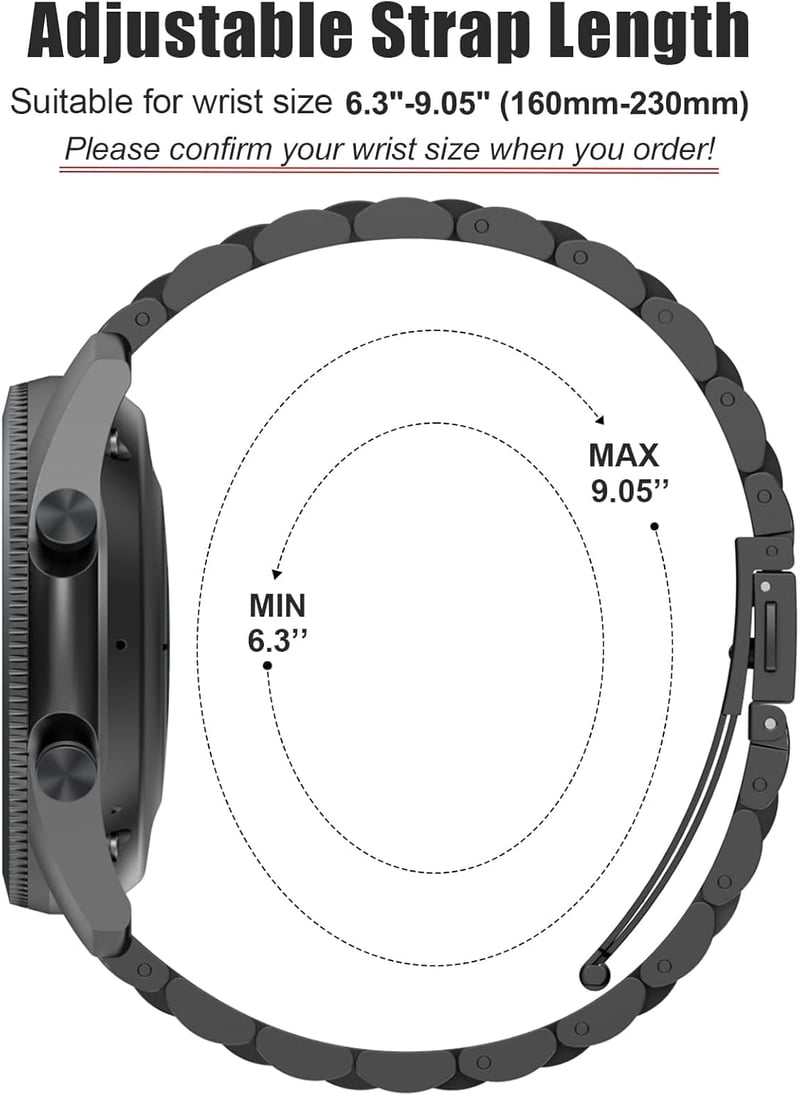  20mm Rozsdamentes Acél Fémszíj Garmin Venu2, Samsung Galaxy Watch 6/5/4, Amazfit GTS, Huawei GT3 Okosórákhoz - Elegáns Csereszíj