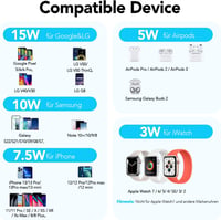 AGPTEK 4 az 1-ben Vezeték Nélküli Töltőállomás iPhone, Samsung és Huawei Készülékekhez 9