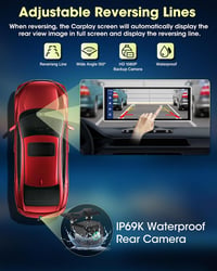 Vtopek 11,26" Vezeték Nélküli Apple CarPlay Android Autó Kijelző 2.5K Menetrögzítővel, Tolatókamerával, Bluetooth 5.0, Tükrözés Funkcióval,  8