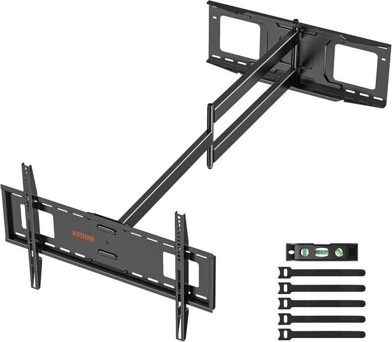 WHYFONE TV Fali Tartó 37-86" Képernyőkhöz - 120 cm Extra Hosszú Forgó Kar, 180° Elforgatható, 50 kg Teherbírás, VESA 600x400 mm