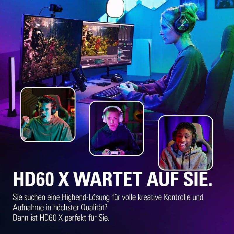 Elgato HD60 X Videó Rögzítő - 1080p60 HDR10/4K30 Streaming Alacsony Késleltetéssel PS5, Xbox Series, PC és Mac Eszközökhöz, OBS Kompatibilis