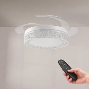 Mimotec bijeli LED stropni ventilator 66W s podesivim CCT svjetlom — Nedostaje element za pričvršćivanje na strop (stanje: vidi 2. sliku)