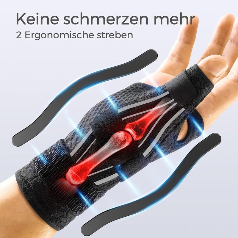 FREETOO Ergonomikus Hüvelykujj Rögzítő - Légáteresztő Ortézis Ízületi Gyulladásra, Ínhüvelygyulladásra - Férfi és Női Kéztámasz XS Méretben
