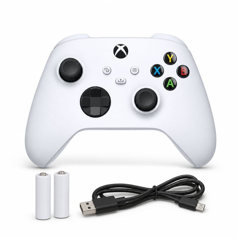 Xbox bežični kontroler Robot White, 2025. — neispravan, djelomično radi: lijeva analogna palica zapinje gore-dolje (stanje: vidi 2. sliku)