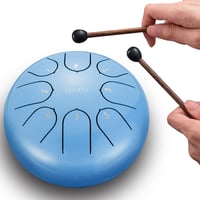 LEKATO Acél Nyelv Dob 15,2 cm 8 Hangú C-Hangnemben - Kék Meditációs Hangdob Jógához, Hangterápiához, Kezdőknek Ütőkkel és Kiegészítőkkel 1