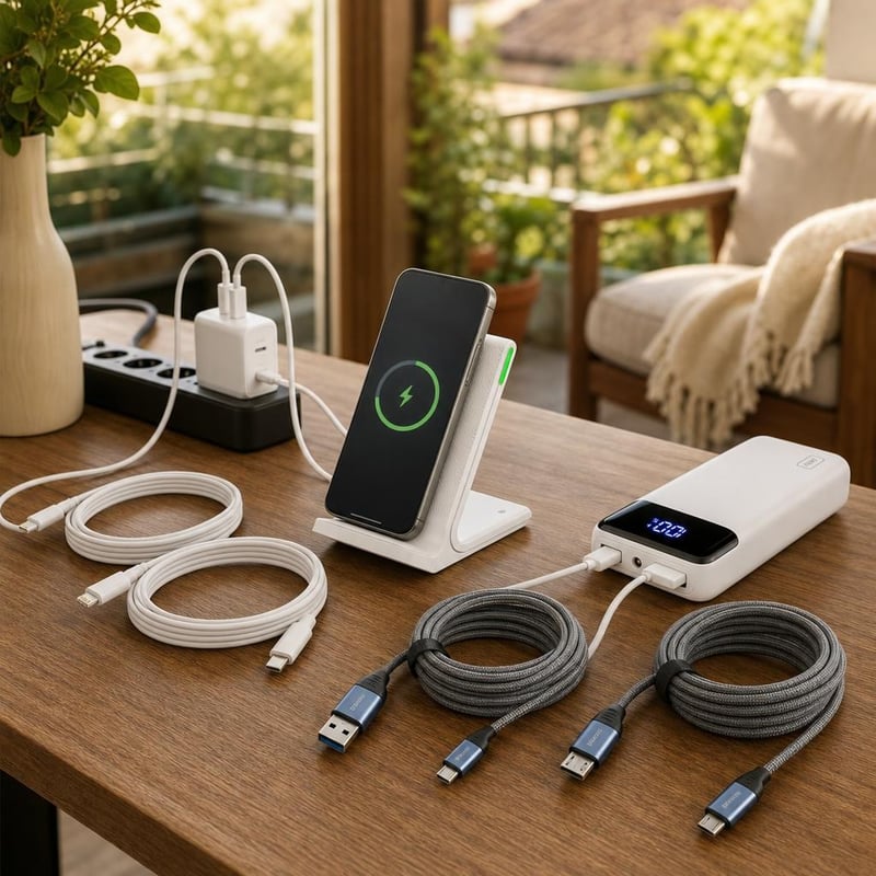Noćni set za punjenje: 2 Lightning kabela + 65W punjač + 15W postaja + 2 Micro USB + 20000 mAh powerbank