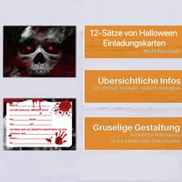 Halloween Parti Meghívó Szett - 12 db Rémisztő Kártya 7