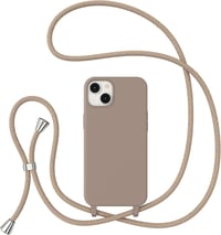 iPhone 15 Barna Szilikon Tok Nyakpánttal - ZTOFERA Védőtok 1