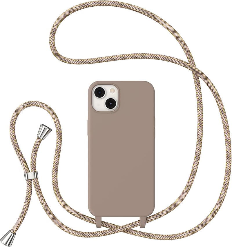 iPhone 15 Barna Szilikon Tok Nyakpánttal - ZTOFERA Védőtok
