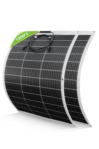 ECO-WORTHY 260W Flexibilis Napelem (2x130W) - Üvegszálas, 12BB Monokristályos, 23% Hatásfokú - Erkélyre, Lakóautóra, Hajóra, Kempingezéshez, 1