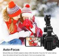 PITIKI 4K 64MP Videókamera WiFi Autofókusszal - 60FPS, 4" Érintőkijelző, 18X Zoom, YouTube Vlogkamera Mikrofonnal, Stabilizátorral és Távirá 4
