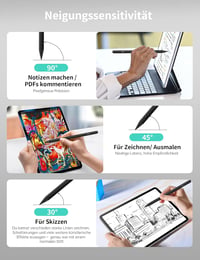 MEKO Stylus Digital pentru iPad 2018-2024, Încărcare Rapidă, Respingere Palmă și Sensibilitate la Înclinare, Compatibil iPad Pro/Air/Mini, Negru 6