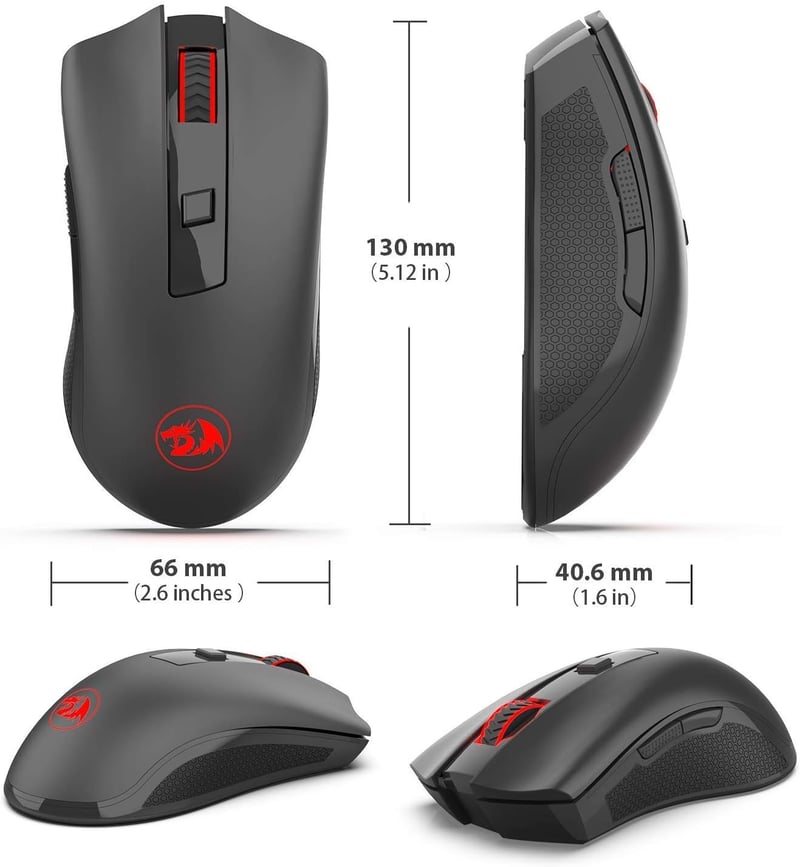 Redragon M652 vezeték nélküli optikai egér 6 gombbal, 5 DPI-fokozattal, PC és laptop kompatibilis