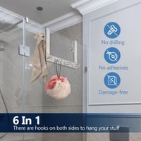 J&V Technologie GmbH Zuhanyfüggöny Akasztó Szett - 6 db Rozsdamentes Acél Törölközőtartó Fúrás Nélkül, Gumivédős Üvegajtó Kampó 10-12 mm Vas 2