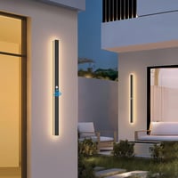 K-Bright 100 cm-es Kültéri LED Fali Lámpa Mozgásérzékelővel - IP65 Vízálló Fekete Modern Világítás Kerthez, Garázshoz, 3000K Meleg Fehér Fén 1