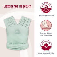 manduca Sling Rugalmas Babahordozó Kendő Újszülötteknek 3,5 kg-tól 15 kg-ig, Puha Bio Pamut Jersey Anyagból, Univerzális Méret, Menta Színbe 2