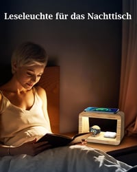 Alltripal 4 az 1-ben Vezeték Nélküli Töltőállomás Éjjeli Lámpával - iPhone, Apple Watch, AirPods Töltő Bambusz Dizájnnal 3