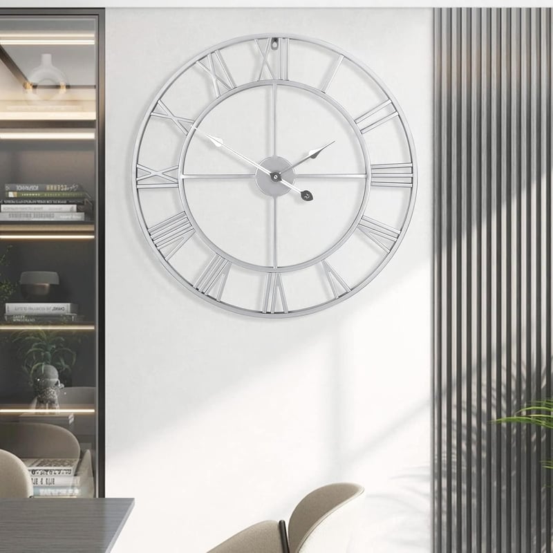Mee 2ou Nagy Falióra 60 cm - Modern Római Számlapos Csendes Óraszerkezet - Vintage Stílusú Fém Falióra Nappaliba, Hálószobába, Konyhába