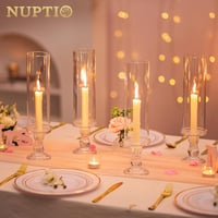 NUPTIO Üveg Gyertyatartó Szett - 35 cm Magas, 10 db Átlátszó Hengeres Gyertyatartó Esküvői Asztaldekorációhoz, Beltéri és Kültéri Használatr 3