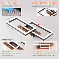 SEATAIN Fa Mennyezeti Lámpa - Fekete Téglalap 48W LED, Távirányítós, Fényerőszabályozható, 3000K-6000K, 4800lm, Éjszakai Fény Funkcióval 5