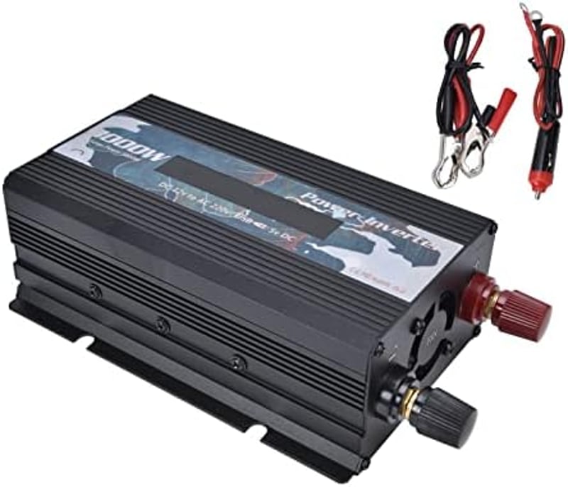 Reiner 3000W szinuszos inverter, 12V-220V, alumínium, kijelzővel - Fekete
