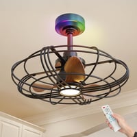 NACATIN RGB Mennyezeti Ventilátor Világítással, 21 Hüvelykes, Távirányítóval, Applikációs és Fali Kapcsolóval, Ideális Hálószobákba és Pavil 1