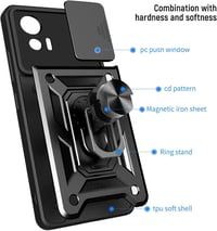 Motorola Edge 30 Neo csúsztatható kamerás védőtok, 360°-os gyűrűvel, mágnessel - Fekete 8