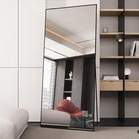 AUFHELLEN Álló Tükör 180x80 cm - Teljes Alakos Fali Tükör Fekete Fém Kerettel, HD Minőségű Üveg, Akasztókkal - Nappali, Hálószoba, Öltöző 9
