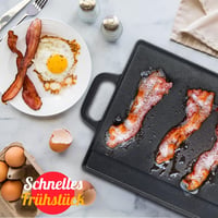 Overmont kétoldalas öntöttvas grillap fogantyúkkal, 50x23 cm, BBQ-hoz és tűzhelyhez 7