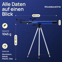 HARBARTH Csillagászati Távcső 50mm Objektívvel - 50x/100x Nagyítás, Okostelefon Adapterrel, Állvánnyal - Kezdő Csillagászoknak, Bolygók és C 7