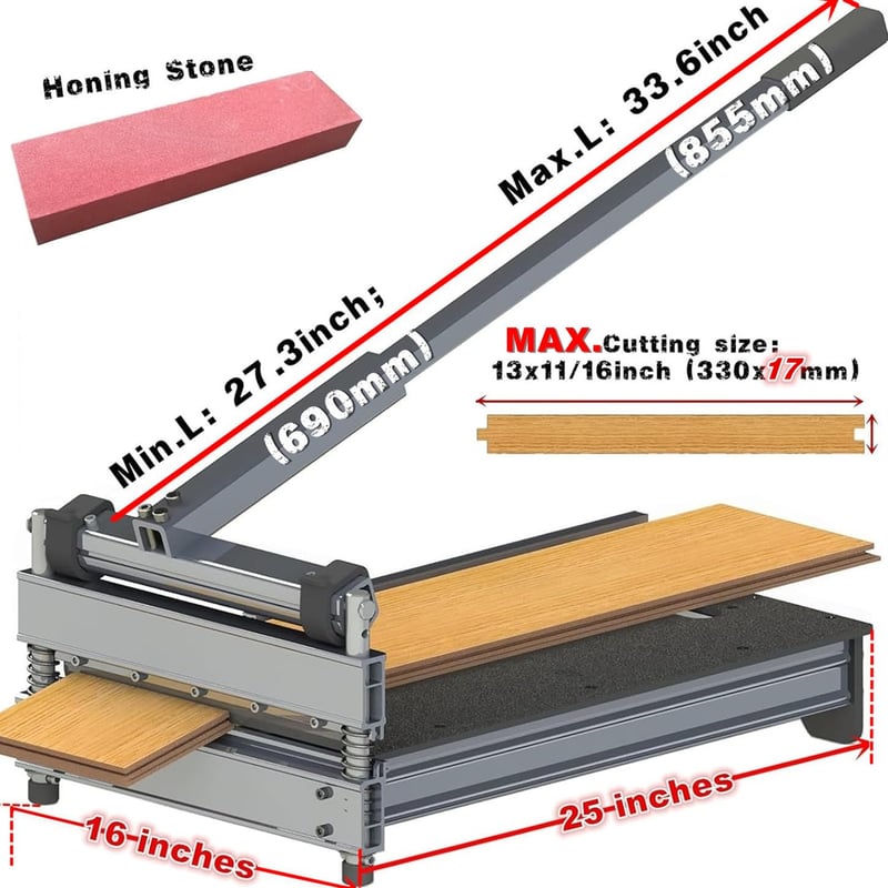 MantisTol TC-330 Professzionális Laminált Padló Vágó - 330mm Precíziós Vágógép Laminált, Bambusz, Parketta, Vinyl és SPC Padlókhoz, 17mm Vas