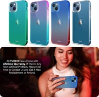 iPhone 13 Mini Kék-Piros Áttetsző Szilikon Tok Beépített Képernyővédővel 9