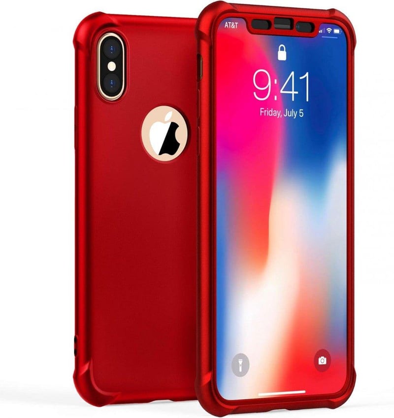 iPhone X/XS Bordó Szilikon Tok Szett 2db Üvegfóliával