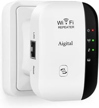 Aigital WiFi Jelerősítő és Access Point 300Mbps - Vezeték Nélküli Jelismétlő LAN Porttal, WPS Gombbal, Kompatibilis Minden WiFi Modemmel és  1