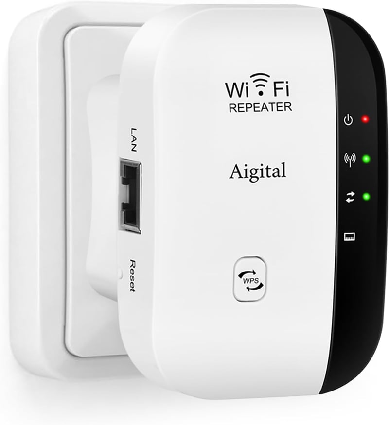 Aigital WiFi Jelerősítő és Access Point 300Mbps - Vezeték Nélküli Jelismétlő LAN Porttal, WPS Gombbal, Kompatibilis Minden WiFi Modemmel és 