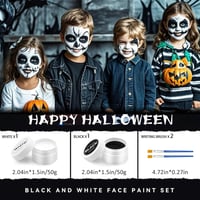 Sunshine smile 100g Fekete-Fehér Arcfesték Szett - Krém Állagú Testfesték Ecsetekkel, Halloween, Farsang, Színházi Smink Gyerekeknek és Feln 2