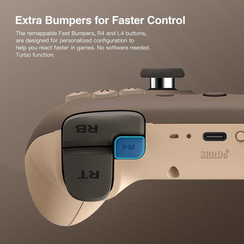 8bitdo Ultimate 2C Vezeték Nélküli Kontroller Windows PC és Android Eszközökhöz, Hall-Effekt Joystickkel, 1000 Hz-es Válaszidővel, Barna