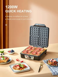 Reemix 4 adagos belga gofrisütő, 1200W, tapadásmentes, állítható hőfok, ezüst-fekete 3