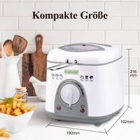Augosma 1 literes mini olajsütő, állítható hőmérséklet, fehér 5