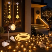 Esti fényvarázs lámpacsomag: 2 hópehelyfény + 2 m LED-szalag + 6 m/40 LED fényfüzér + 2 dimmelhető E27 izzó 1