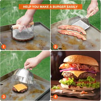 OnlyFire 4 részes rozsdamentes acél hamburger grillkészlet - Kerek húsprés, lapát és 2 burgerforma 7
