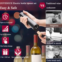 ZOYIDOUX Vezeték Nélküli Elektromos Dugóhúzó - Automata Borosüvegnyitó Fóliavágóval 3